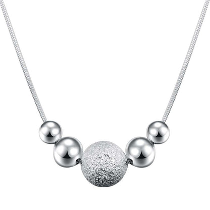 Charms Wedding Party Silver Color Cute Lady Bead Women Necklace Jewelry Silver Jewelry Fashion Cute Beads Chain Necklace
