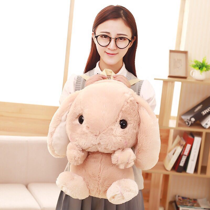 Plush Bunny Backpack 50cm Cute White Pink Rabbit Stuffed Animal Plushie Bag School Supplies Kawaii Schoolbag for Teenagers