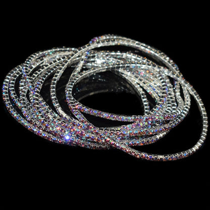 10 Pieces of Ladies Transparent Shiny Crystal Bracelet 27 Colors Full Rhinestone Elastic Bracelet Women Wristband Bracelet Gift