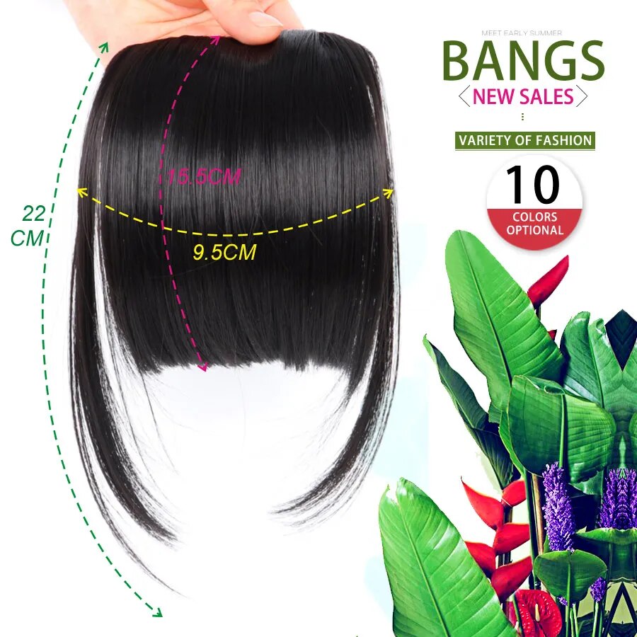 Alileader Clip-in Hair Bangs Natural Synthetic Fringe Fake Bangs for Women High Temperature Fiber Fake Hair Blunt Bangs