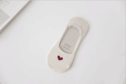 5 paires New Product Woman Socks  Love heart Socks Silica Gel Non-slip Boat Socks Low Help Shallow Mouth