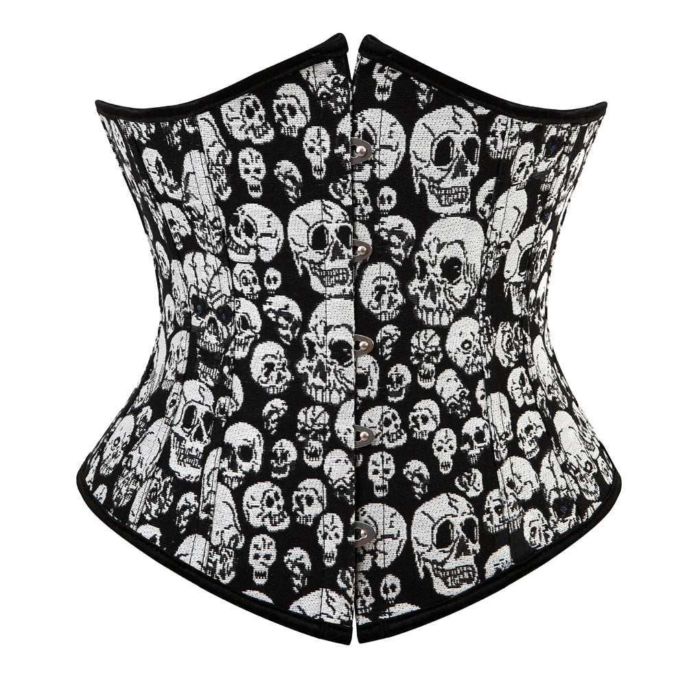 Underbust Corset Women's Underwear Waist Slimming Body Shaper Corset Top for Women Steampunk Lace-up Corset Belt White