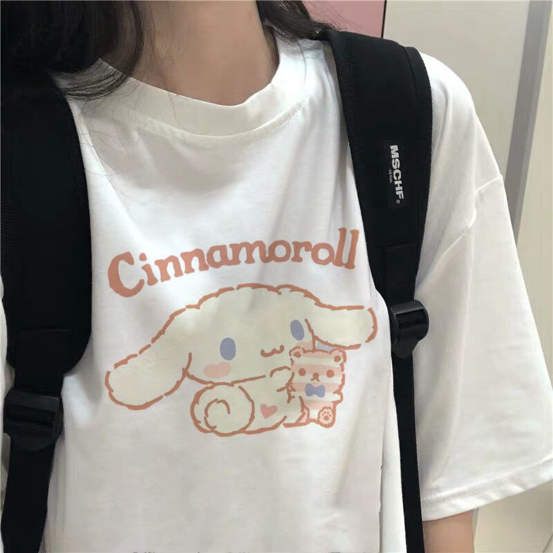 Y2K Sanrio Cinnamoroll T-Shirt Hello Kitty Cartoon Cute Print Female Short-Sleeved Soft Sister Summer Student Top Women Shirts