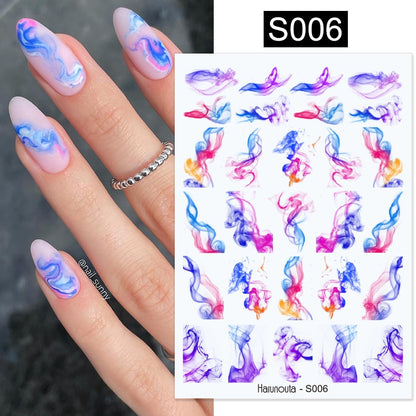 Harunouta Simple Flowers 3D Nail Stickers Gold Heart French Tip Lines Leopard Print Design Adhesive Sliders Manicure Nail Decals