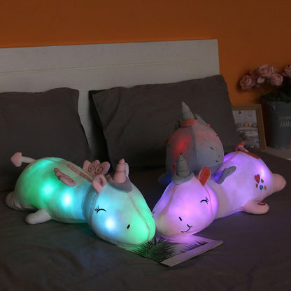 Kawaii Rainbow Glowing Night Light Unicorn Plush 24" Soft Stuffed Doll