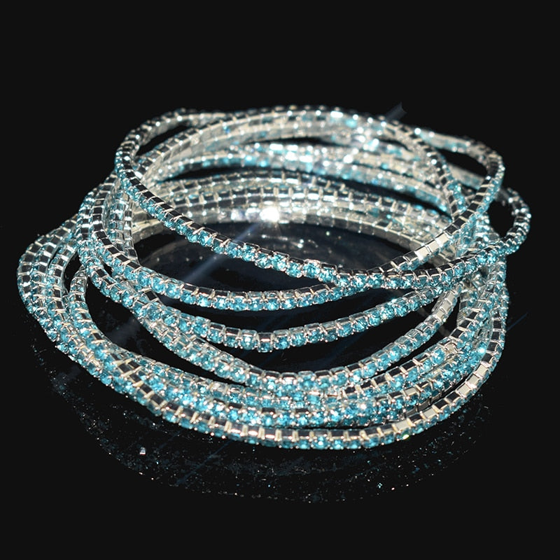10 Pieces of Ladies Transparent Shiny Crystal Bracelet 27 Colors Full Rhinestone Elastic Bracelet Women Wristband Bracelet Gift