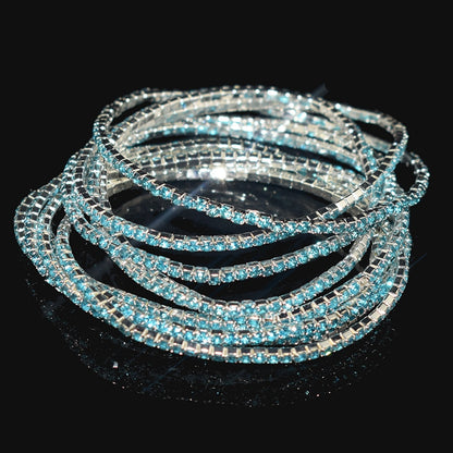 10 Pieces of Ladies Transparent Shiny Crystal Bracelet 27 Colors Full Rhinestone Elastic Bracelet Women Wristband Bracelet Gift