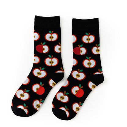 Women Socks Funny Cute Cartoon Fruits Banana Avocado Lemon Egg Cookie Donuts Food Happy Japanese Harajuku skateboard Socks