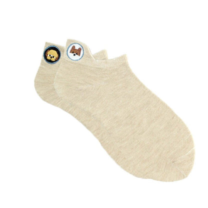 Anewmorn Cute Cat Cotton Boat Socks Woman's Embroidery Heel Ears Cartoon Socks Ins Fashion Kawaii Animal Girl Sokken