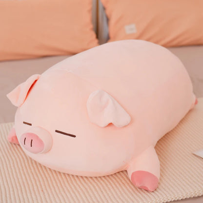 40/50/60/80cm Squish Pig Stuffed Doll Lying Plush Piggy Toy Animal Soft Plushie Pillow Cushion Kids Baby Comforting Gift