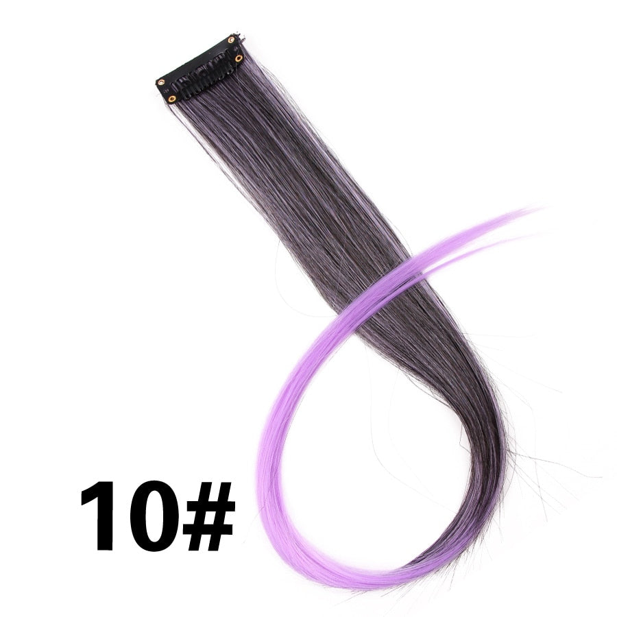 Alileader Clip On Hair Extension 57Color Ombre Straight Hair Extension Clip In Hairpieces High Temperature Faber Hair Pieces