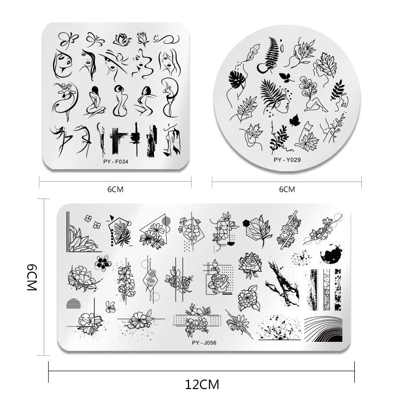 PICT YOU Rose Flower Nail Stamping Plates  Line Pictures Nail Art Plate Stamp Template Marble Leaves Image Printing Plates Tools