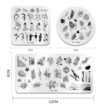 PICT YOU Rose Flower Nail Stamping Plates  Line Pictures Nail Art Plate Stamp Template Marble Leaves Image Printing Plates Tools