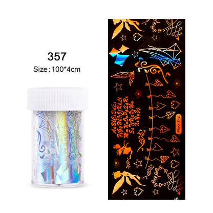 4*100cm/Roll Holographic Nail Foil Flame Dandelion Panda Bamboo Holo Nail Art Transfer Sticker Water Slide Nail Art Decals