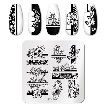 PICT YOU Rose Flower Nail Stamping Plates  Line Pictures Nail Art Plate Stamp Template Marble Leaves Image Printing Plates Tools