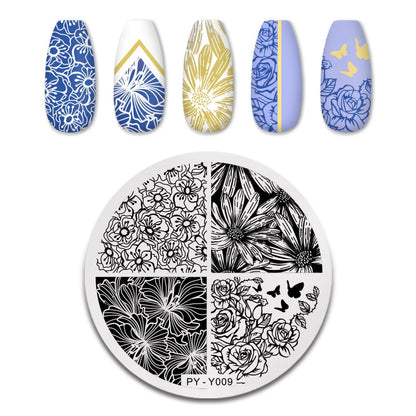 PICT YOU Rose Flower Nail Stamping Plates  Line Pictures Nail Art Plate Stamp Template Marble Leaves Image Printing Plates Tools