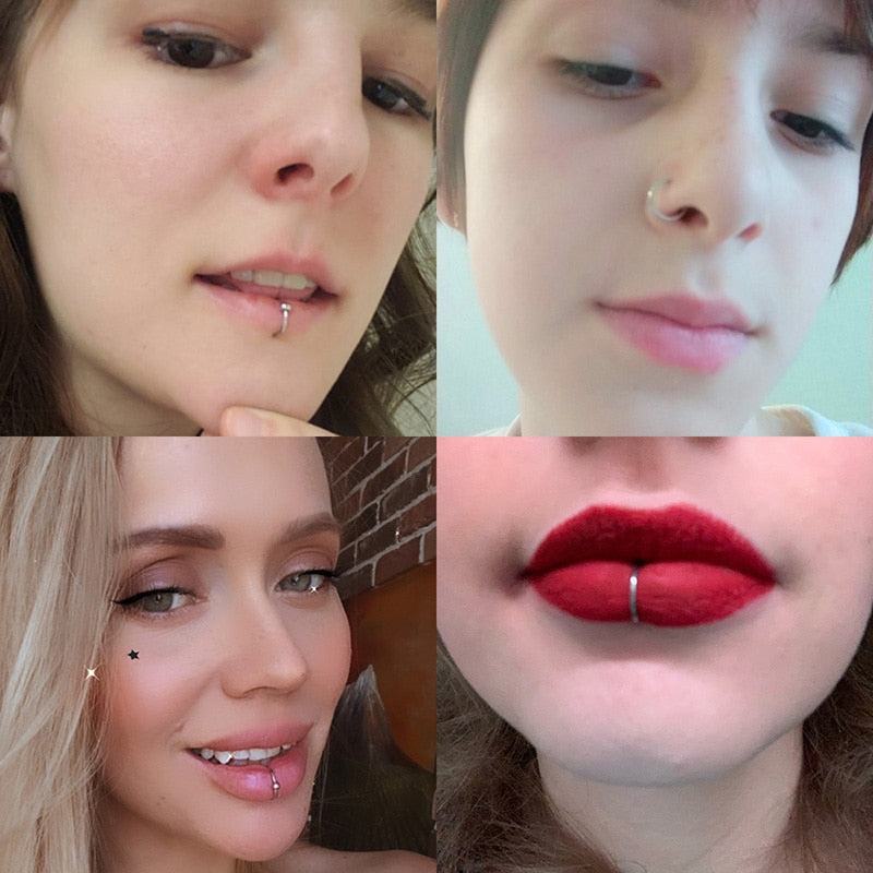 1-3pcs Women Lip Ring Piercing Fake Stainless Steel Nose Rings Septum Piercing Clip on Mouth Non Piercing Punk Cuff Hoop Earring