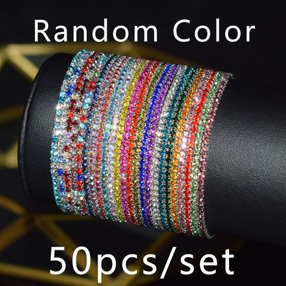 10 Pieces of Ladies Transparent Shiny Crystal Bracelet 27 Colors Full Rhinestone Elastic Bracelet Women Wristband Bracelet Gift