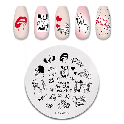 PICT YOU Rose Flower Nail Stamping Plates  Line Pictures Nail Art Plate Stamp Template Marble Leaves Image Printing Plates Tools