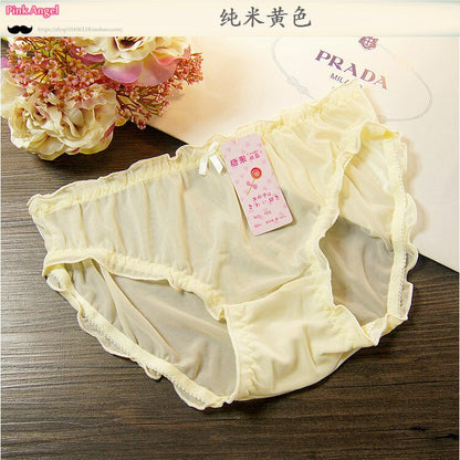 Basic Classic Mesh Transparent Elastic Underwear Ladies Print Plus Size Mid-waist Lace Panties Underwear Panties Cute