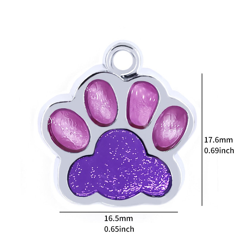 Personalized Dog Cat Tags Engraved Cat Dog Puppy Pet ID Name Collar Tag Pendant Pet Accessories Paw Glitter Pendant