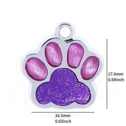 Personalized Dog Cat Tags Engraved Cat Dog Puppy Pet ID Name Collar Tag Pendant Pet Accessories Paw Glitter Pendant