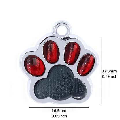 Personalized Dog Cat Tags Engraved Cat Dog Puppy Pet ID Name Collar Tag Pendant Pet Accessories Paw Glitter Pendant