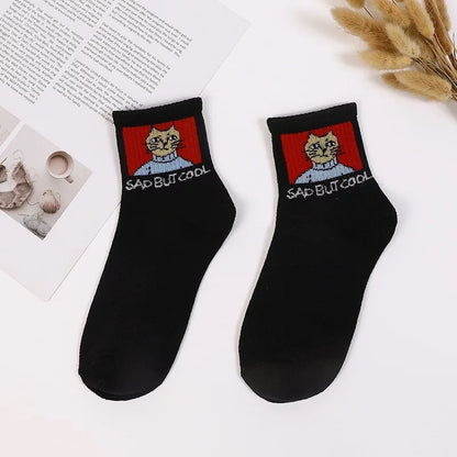 Women Ins Cartoon Patterned Short Funny Socks Cute Animal Dinosaur Socks For Ladies Funny Japan College Wind Concise Socks