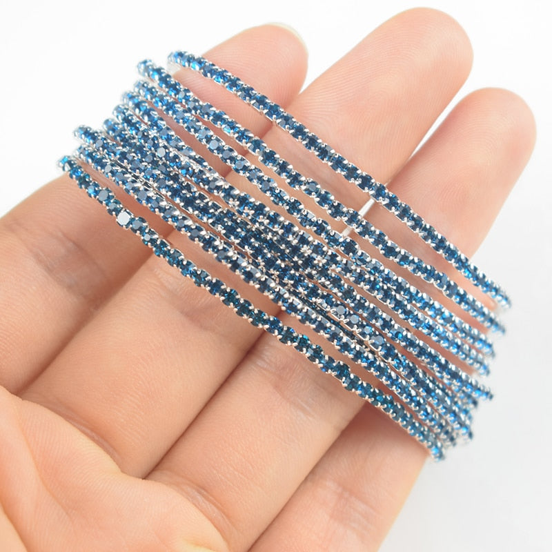 10 Pieces of Ladies Transparent Shiny Crystal Bracelet 27 Colors Full Rhinestone Elastic Bracelet Women Wristband Bracelet Gift