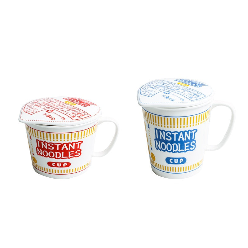 Kawaii Ramen Instant Noodle Bowl Set: Japanese Style Ceramic Tableware