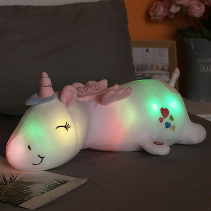 Kawaii Rainbow Glowing Night Light Unicorn Plush 24" Soft Stuffed Doll