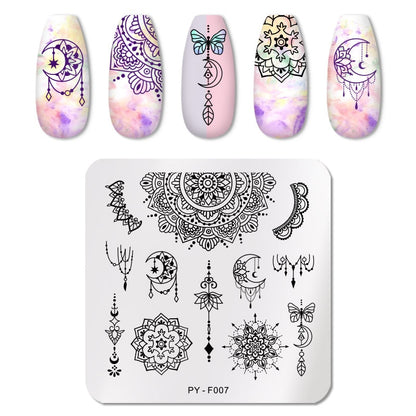 PICT YOU Rose Flower Nail Stamping Plates  Line Pictures Nail Art Plate Stamp Template Marble Leaves Image Printing Plates Tools