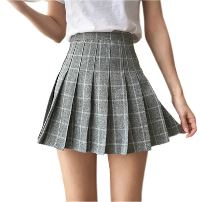 Pleated Plaid Kawaii School Girl Women's Skirt Built-in Shorts 10 Colors