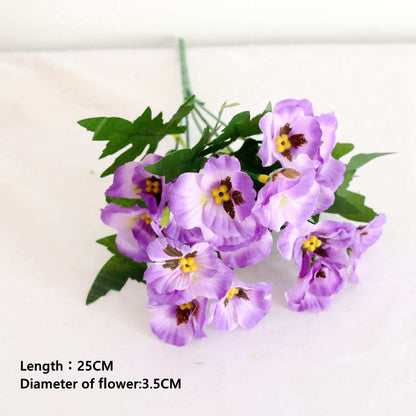 Artificial Pansy Flowers artificial flowers 10 Inch Silk Fake Butterfly Orchid Flower Home office Wedding Decoration