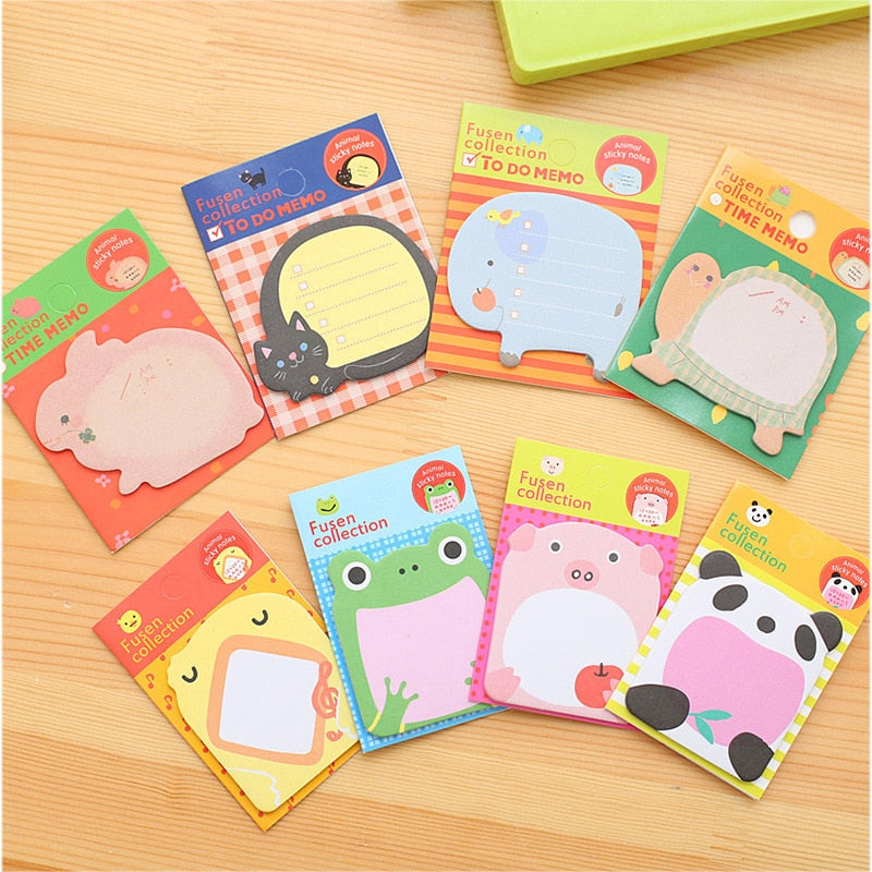 50 PCs Creative Cartoon Cute Animal Sticky Notes Removable Notes Message Sticker Student Stationery Sticky Notes School Supplies