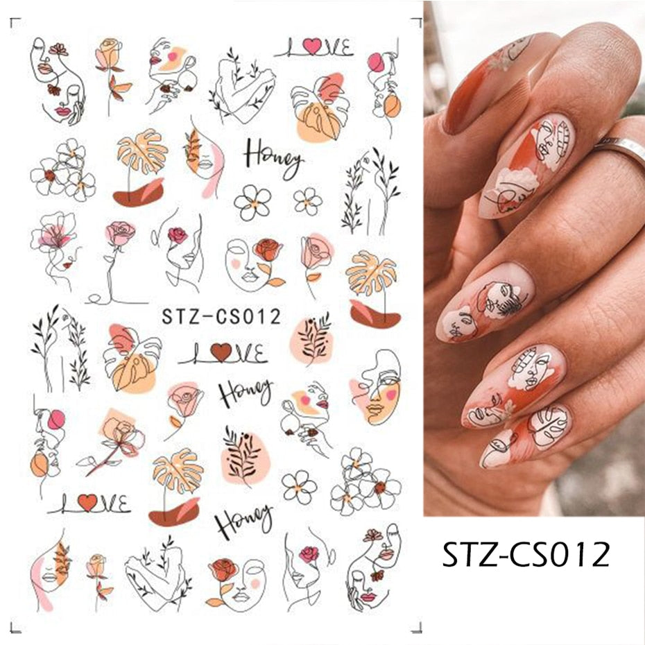 3D Valentine Sticker for Nails Cute Cartoon Lover Sliders for Nail Gang Girl DIY Design Decals Manicure Nail Art Decor GLF106