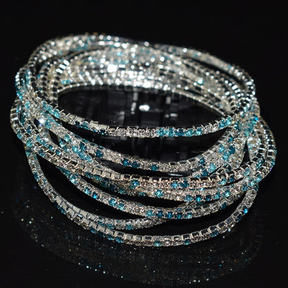 10 Pieces of Ladies Transparent Shiny Crystal Bracelet 27 Colors Full Rhinestone Elastic Bracelet Women Wristband Bracelet Gift