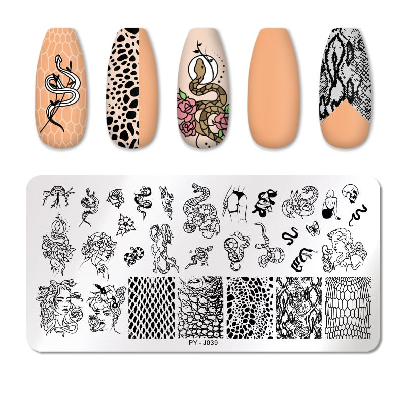 PICT YOU Rose Flower Nail Stamping Plates  Line Pictures Nail Art Plate Stamp Template Marble Leaves Image Printing Plates Tools
