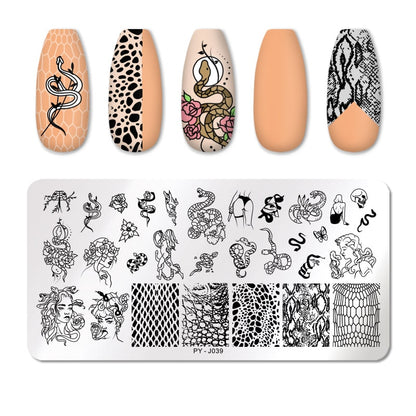 PICT YOU Rose Flower Nail Stamping Plates  Line Pictures Nail Art Plate Stamp Template Marble Leaves Image Printing Plates Tools