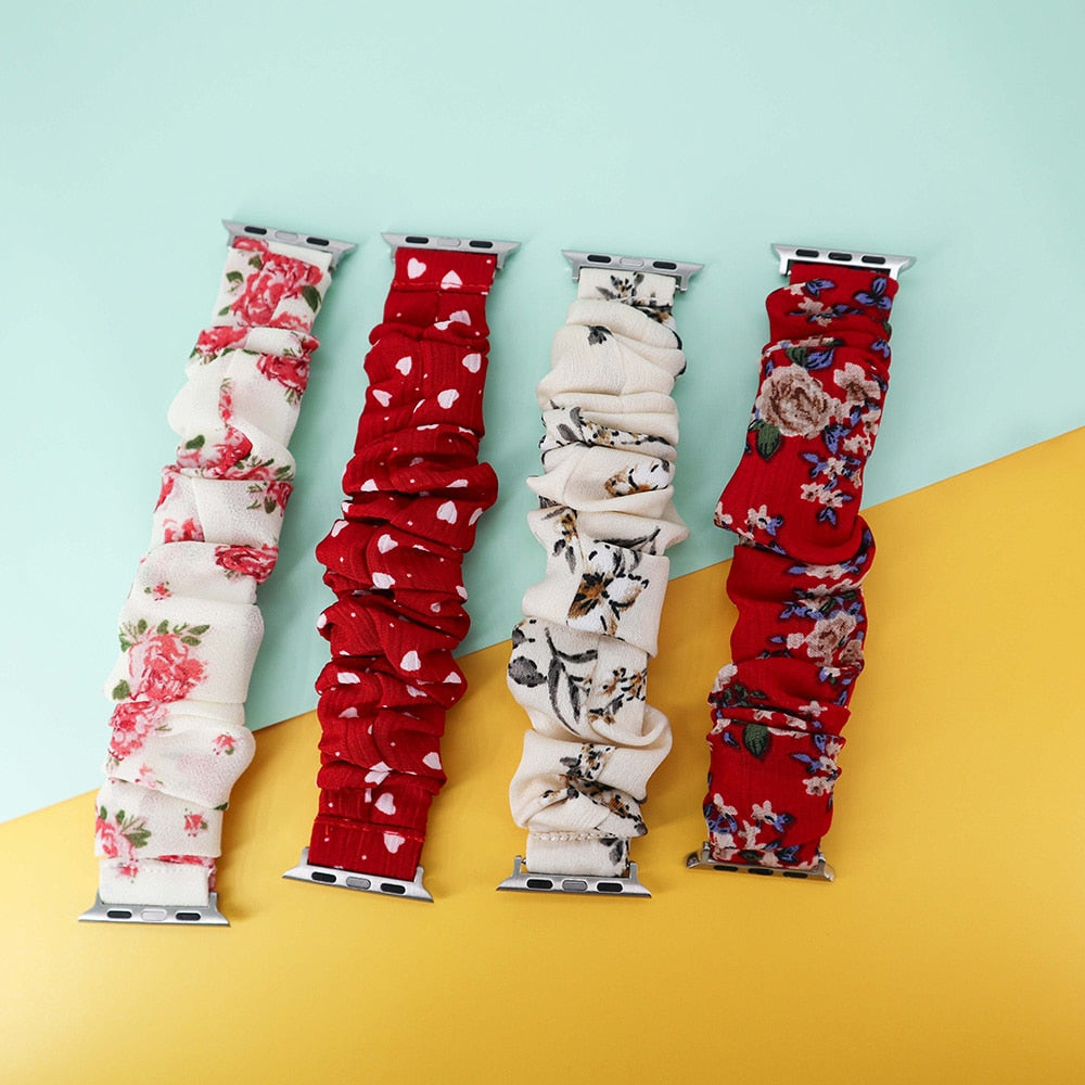 Scrunchie Elastic Watch Straps Watchband for Apple Watch Band Series 7 6 5 4 38mm 40mm 42mm 44mm for iwatch 45/41mm Bracelet
