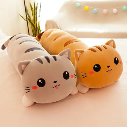 Long Cat Plush Pillow 130cm Kitten Stuffed Animal Plushies Soft Doll Toy Bed Sofa Girls Home Decor Kids Gift