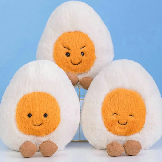 Fluffy Super Soft Boiled Egg Plush Cuddly Plushies Doll Stuffed Food Long Plush Different Emotions Baby Appease toys Kids