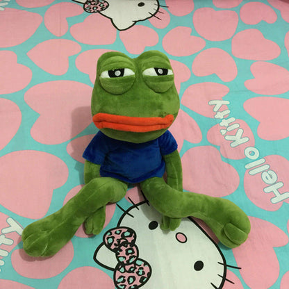 Pepe The Frog Poseable Plushie 18" Sad Frog Meme Soft Stuffed Plush Toy: Hilarious Cuddle Buddy Meme Doll The Perfect Gift