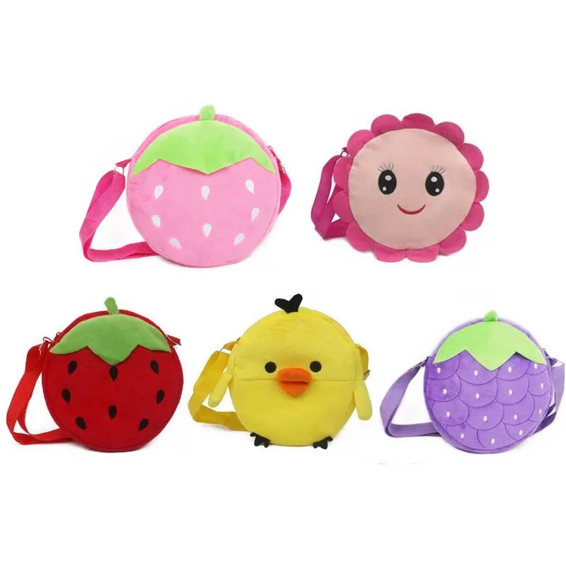 Cute Plush Shoulder Bag Strawberry Sunflower Kids Handbags Cartoon Mini Coin Purse Bag