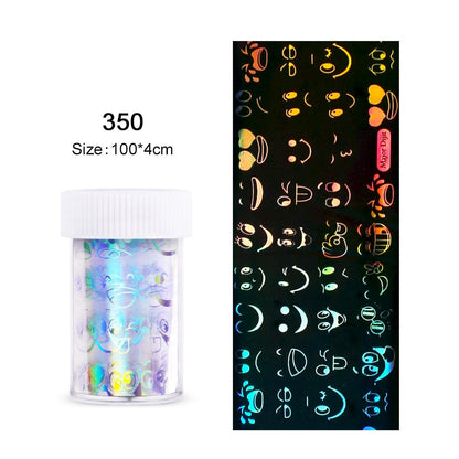 4*100cm/Roll Holographic Nail Foil Flame Dandelion Panda Bamboo Holo Nail Art Transfer Sticker Water Slide Nail Art Decals