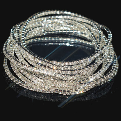 10 Pieces of Ladies Transparent Shiny Crystal Bracelet 27 Colors Full Rhinestone Elastic Bracelet Women Wristband Bracelet Gift