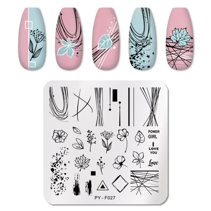 PICT YOU Rose Flower Nail Stamping Plates  Line Pictures Nail Art Plate Stamp Template Marble Leaves Image Printing Plates Tools