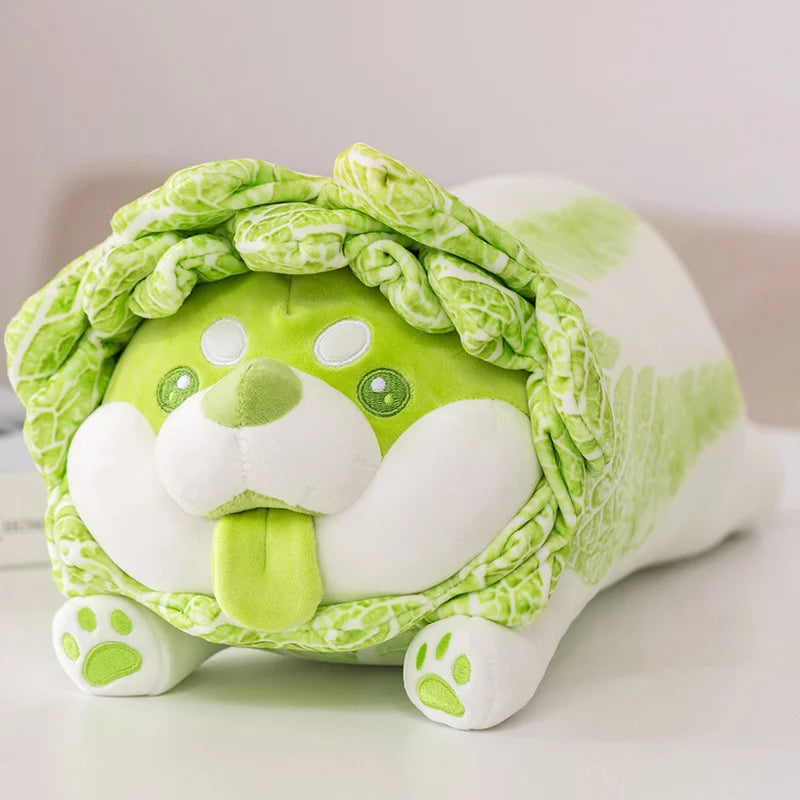 Cute Creative Cabbage Shiba Inu Dog Japan Vegetable Dog Plush Toys Throw Pillow Stuffed Animal Sofa Cushion Xmas Gift