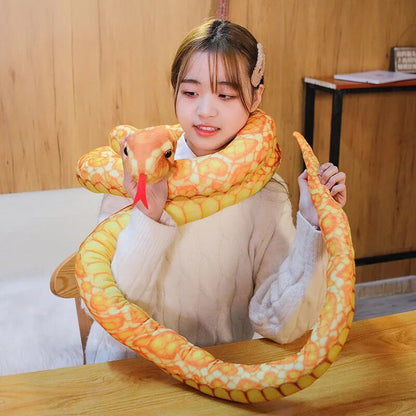 110/160CM Realistic Python Snake Plush Toy Giant Boa Cobra Long Stuffed Animal Snake Plushie Pillow Children Boys Gift Home Decoration