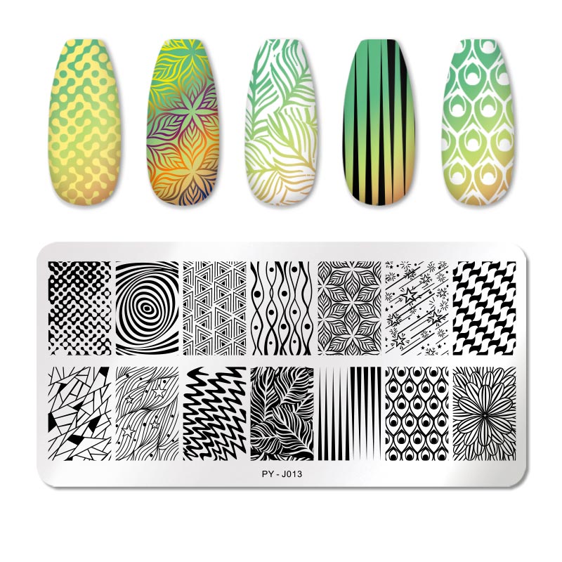 PICT YOU Rose Flower Nail Stamping Plates  Line Pictures Nail Art Plate Stamp Template Marble Leaves Image Printing Plates Tools